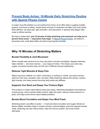 Prevent Body Aches 10-Minute Daily Stretching Routine with Sparsh Physio Centre