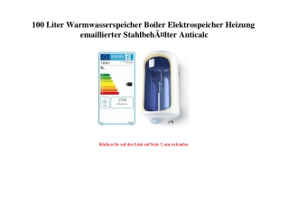 3685 100 Liter Warmwasserspeicher Boiler Elektrospeicher Heizung emaillierter StahlbehÃƒÂ¤lter Anticalc