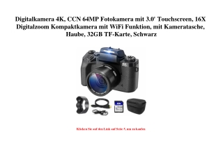 0932 Digitalkamera 4K  CCN 64MP Fotokamera mit 3.0' Touchscreen  16X Digitalzoom Kompaktkamera mit WiFi