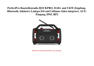 7100 PerfectPro Baustellenradio ROCKPRO  DAB  und UKW-Empfang  Bluetooth  Inklusive LadegerÃƒÂ¤t und Lit
