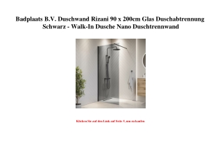 3624 Badplaats B.V. Duschwand Rizani 90 x 200cm Glas Duschabtrennung Schwarz - Walk-In Dusche Nano Dusch