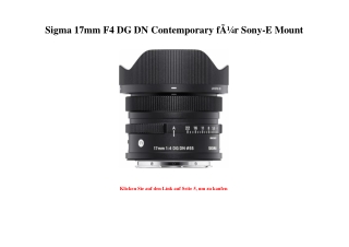 3770 Sigma 17mm F4 DG DN Contemporary fÃƒÂ¼r Sony-E Mount