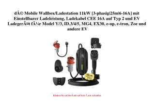 3659 dÃƒÂ© Mobile Wallbox Ladestation 11kW  3-phasig 25m 6-16A  mit Einstellbarer Ladeleistung  Ladekabe