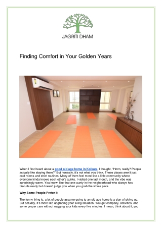 Good Old Age Home in Kolkata | Best Luxury Senior Living & Care