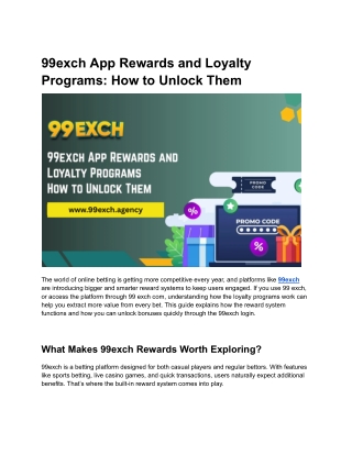 99exch App Rewards and Loyalty Programs How to Unlock Them