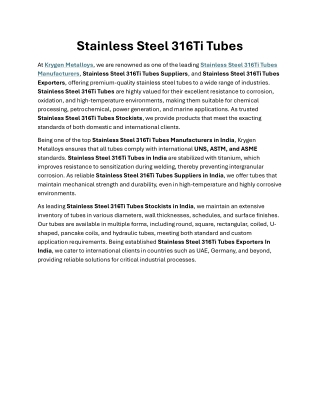 Stainless Steel 316Ti Tubes