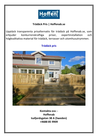 Trädäck Pris | Hoffenab.se