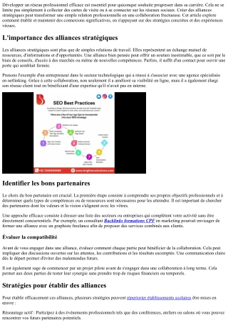 Étendre son réseau professionnel via la création ciblée d’alliances stratégiques
