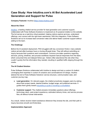 Case Study_ How Intuitina.com’s AI Bot Accelerated Lead Generation and Support for Pulse - Pulse Solutions
