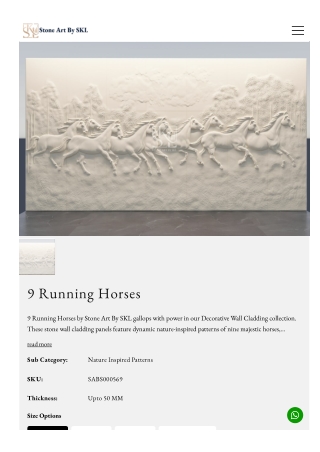 Dynamic Running Horses Decorative Wall Panels - Stone Art By SKL