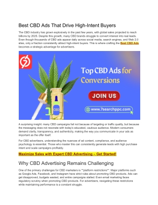 Best CBD Ads That Drive High-Intent Buyers