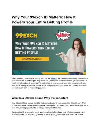 Why Your 99exch ID Matters How It Powers Your Entire Betting Profile