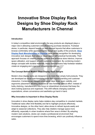 Innovative Shoe Display Rack Designs by Shoe Display Rack Manufacturers in Chennai
