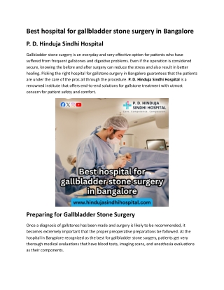 Best hospital for gallbladder stone surgery in Bangalore