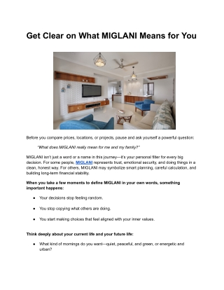 Get Clear on What MIGLANI Means for You