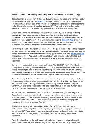 December 2025 — Ultimate Sports Betting Action with World777 & World777 App