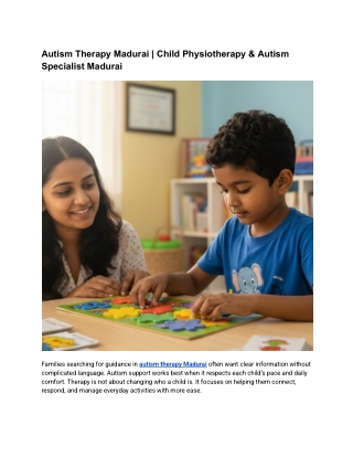 Autism Therapy Madurai  | Child Physiotherapy & Autism Specialist Madurai
