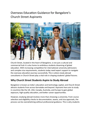 Overseas Education Guidance for Bangalore’s Church Street Aspirants
