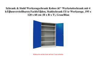 9485 Schrank   Stuhl Werkzeugschrank Koloss Ã¢Â€Â“ Werkstattschrank mit 4 hÃƒÂ¶henverstellbaren FachbÃƒÂ