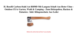 4052 H. Roselli Carbon-Stahl Axt R850D Mit Langem Schaft Aus Roter Ulme - Outdoor fÃƒÂ¼r Garten  Wald