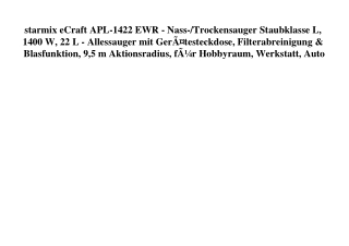 5870 starmix eCraft APL-1422 EWR - Nass- Trockensauger Staubklasse L  1400 W  22 L - Allessauger mit Ger