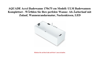 6119 AQUADE Acryl Badewanne 170x75 cm Modell  ULM Badewannen Komplettset - WÃƒÂ¤hlen Sie Ihre perfekte W