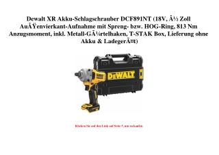 1029 Dewalt XR Akku-Schlagschrauber DCF891NT  18V  Ã‚Â½ Zoll AuÃƒÂŸenvierkant-Aufnahme mit Spreng- bzw.