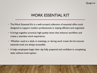 Work Essential Kit PPT Slides Pdf