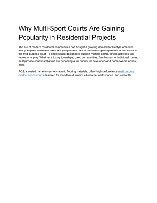 Why Multi-Sport Courts Are Gaining Popularity in Residential Projects