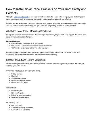 How to Install Solar Panel Brackets on Your Roof Safely and Correctly