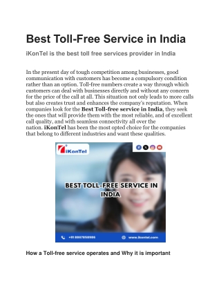 Best Toll free service in India