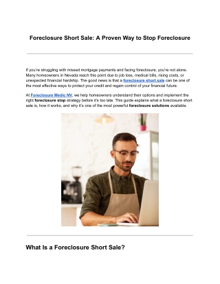 Foreclosure Short Sale_ A Proven Way to Stop Foreclosure