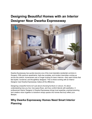 Designing Beautiful Homes with an Interior Designer Near Dwarka Expressway