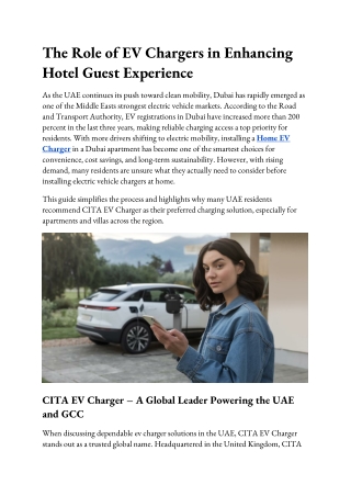 The Role of EV Chargers in Enhancing Hotel Guest Experience