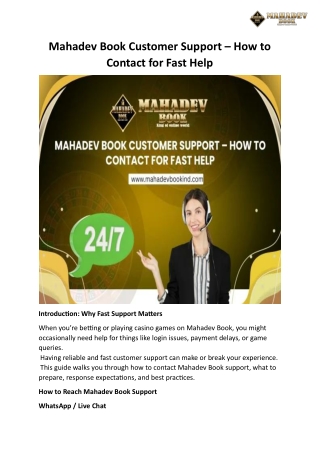 Mahadev Book Customer Support – How to Contact for Fast Help