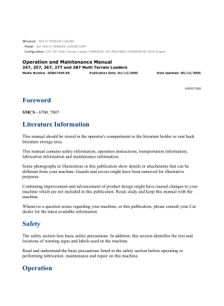 Caterpillar CAT 257 MULTI TERRAIN LOADER (CMM00001-UP) Operation and Maintenance Manual Instant Download
