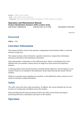 Caterpillar CAT 259D COMPACT TRACK LOADER (G3500001-UP) Operation and Maintenance Manual Instant Download