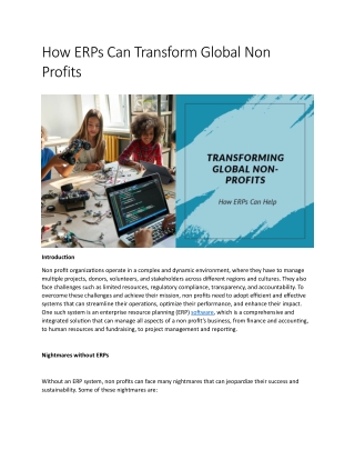 How ERPs Can Transform Global Non Profits