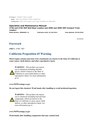 Caterpillar CAT 299D XHP COMPACT TRACK LOADER (NLC00001-UP) Operation and Maintenance Manual Instant Download
