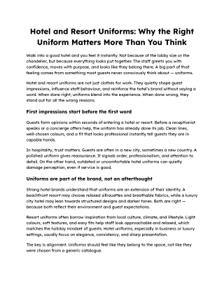 Hotel and Resort Uniforms_ Why the Right Uniform Matters More Than You Think