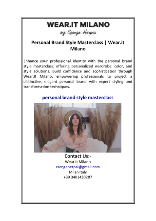 Personal Brand Style Masterclass Wear.it Milano