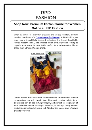 Buy Cotton Blouse Online – Soft, Stylish & Perfect Fit Collection