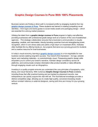 Graphic Design Courses In Pune With 100% Placements