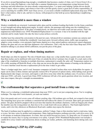 Your Go-To 29301 Auto Glass Experts in Spartanburg