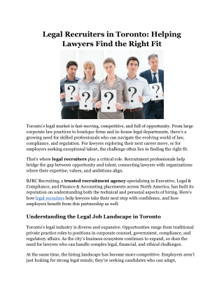 Legal Recruiters in Toronto Helping Lawyers Find the Right Fit