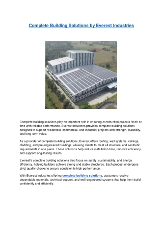 Complete Building Solutions by Everest Industries