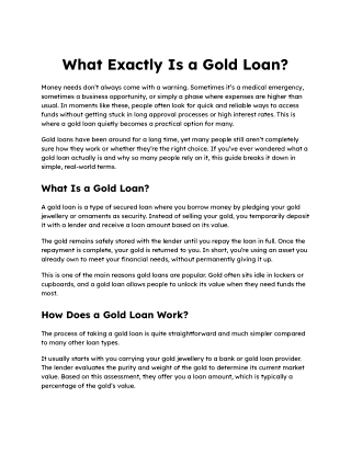 What Exactly Is a Gold Loan