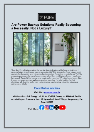 Are Power Backup Solutions Really Becoming a Necessity, Not a Luxury?