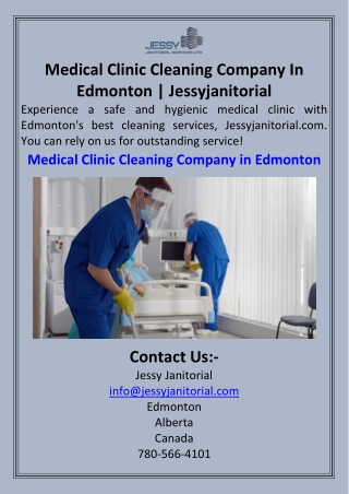 Medical Clinic Cleaning Company In Edmonton  Jessyjanitorial
