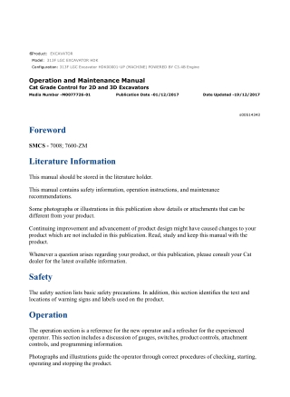 Caterpillar CAT 313F LGC EXCAVATOR (HDK00001-UP) Operation and Maintenance Manual Instant Download